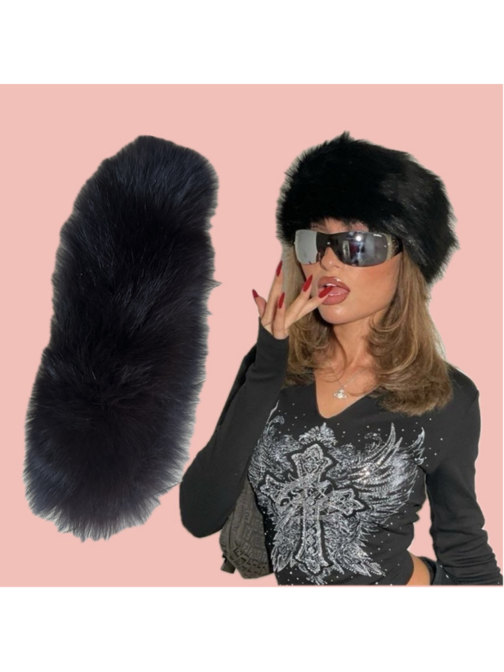 Vintage Real Fur Headband Plush Winter Hair Accessory